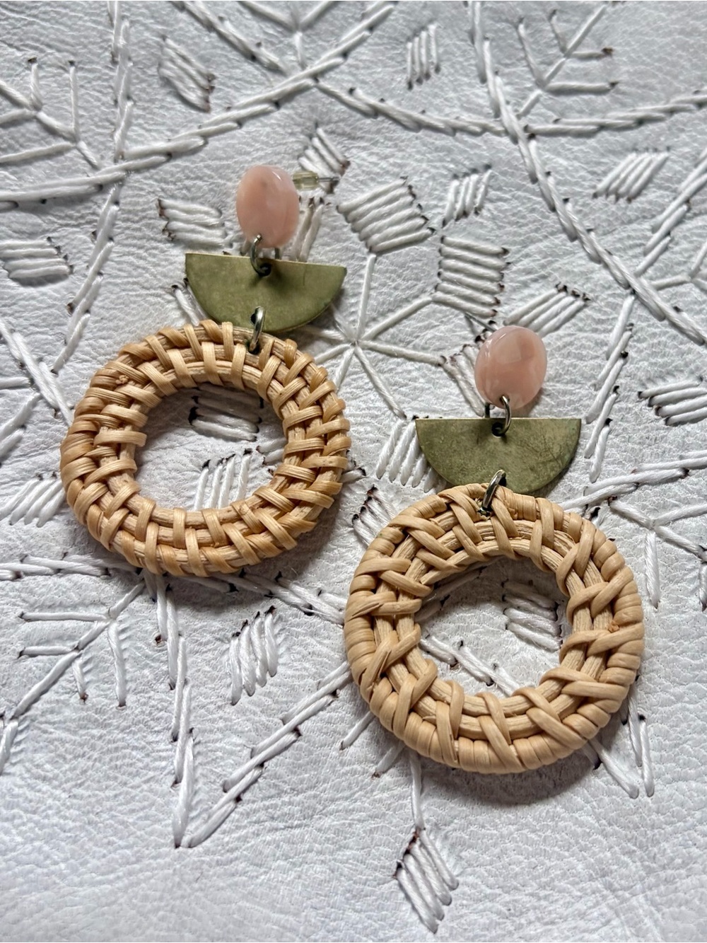Rattan & Brass Boho Earrings